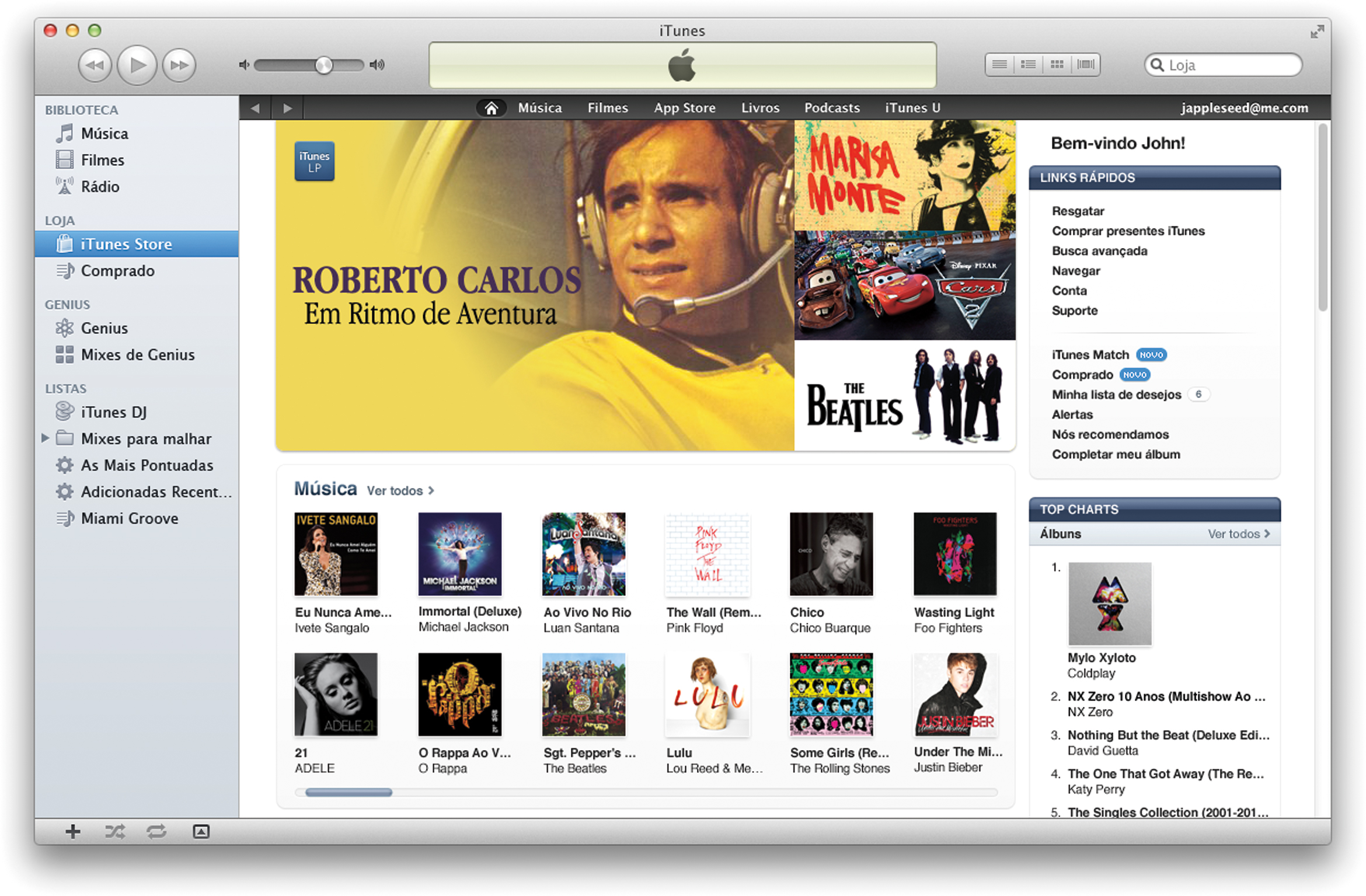 Janela da iTunes Store Brasil no Mac