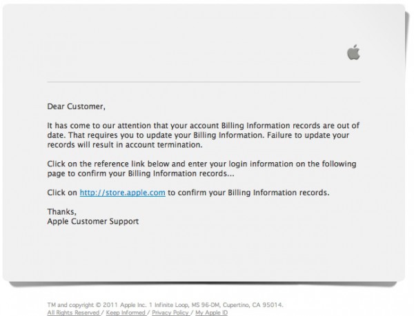 Phishing em nome da Apple
