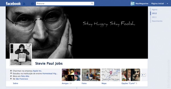 Timeline de Steve Jobs no Facebook