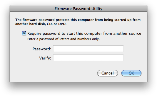 Firmware Password Utility - Mac OS X