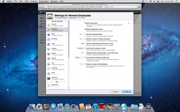 Apple - Profile Manager no OS X Lion