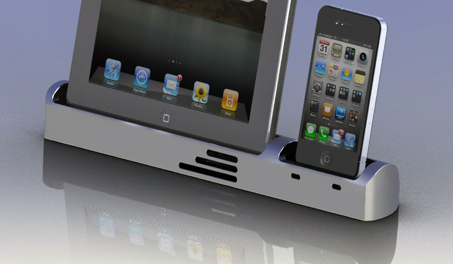 Billet Dock com iPad e iPhone