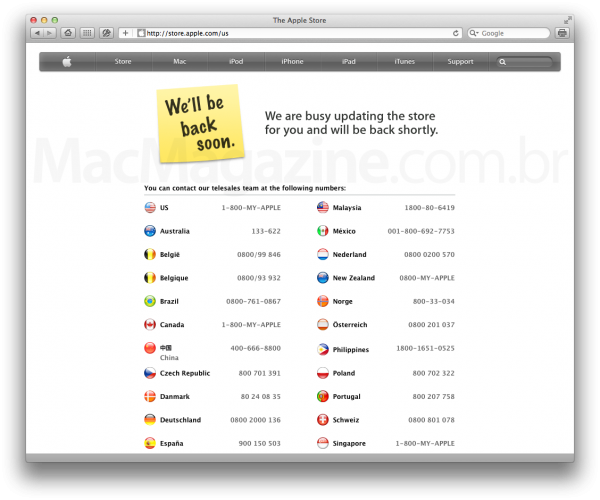 Apple Online Store fora do ar