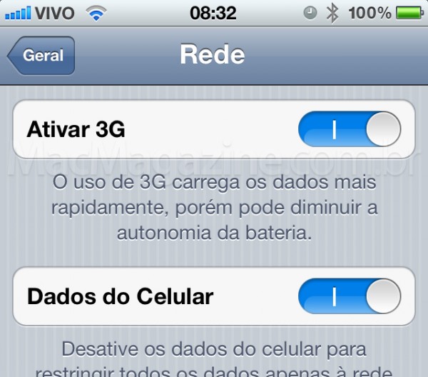 Desabilitar 3G no iPhone 4S