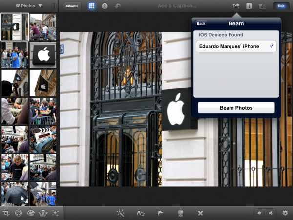 Photo Beaming no iPad (iPhoto para iOS)