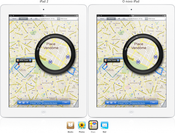 Página brasileira do iPad promovendo o Google Maps