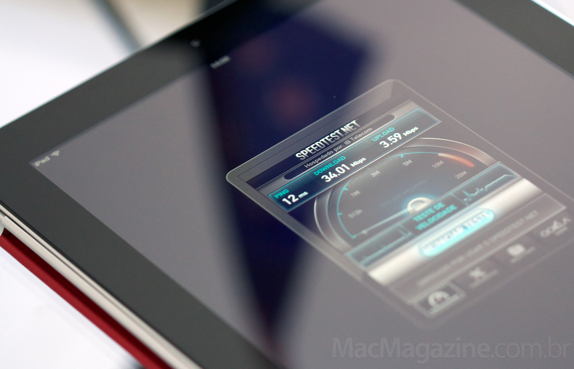 Novo iPad rodando SpeedTest via Wi-Fi