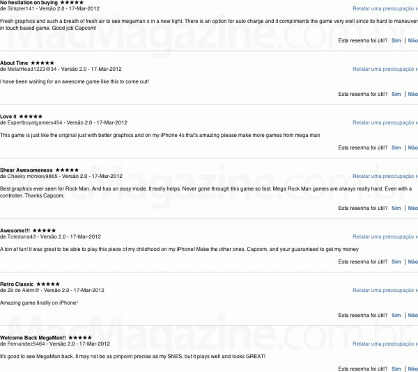 Reviews do Mega Man Pro falso na App Store