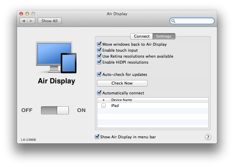 Air Display com HiDPI
