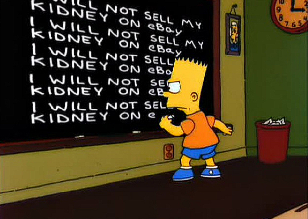 Bart dizendo que não irá vender seu rim