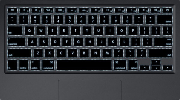 Teclado americano retroiluminado de um MacBook Air