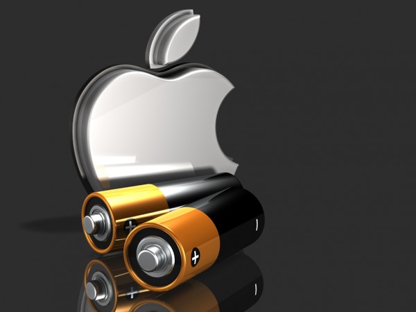 Logo da Apple com duas pilhas em frente