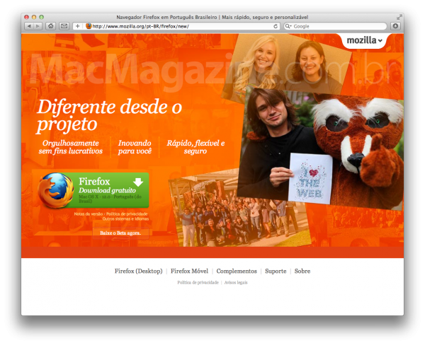 Site do Firefox 12