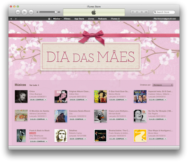 Dia das Mães na iTunes Store