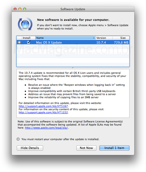 Mac OS X 10.7.4 no SU