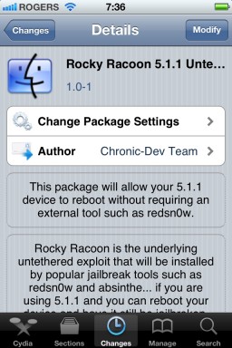 Rocky Racoon no Cydia
