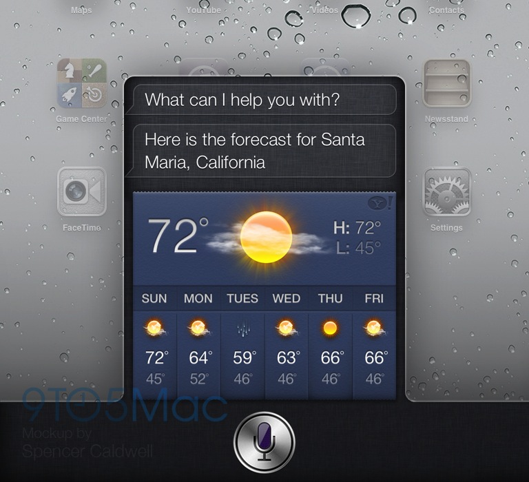 Mockup da Siri no iPad