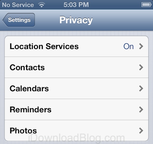 Privacidade no iOS 6