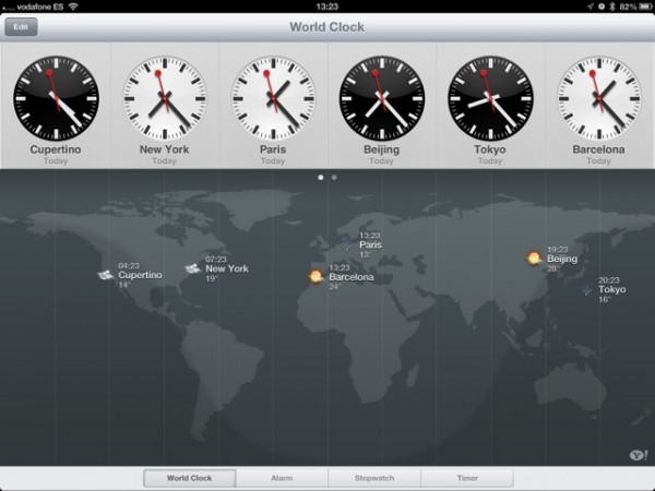 App Relógio no iPad