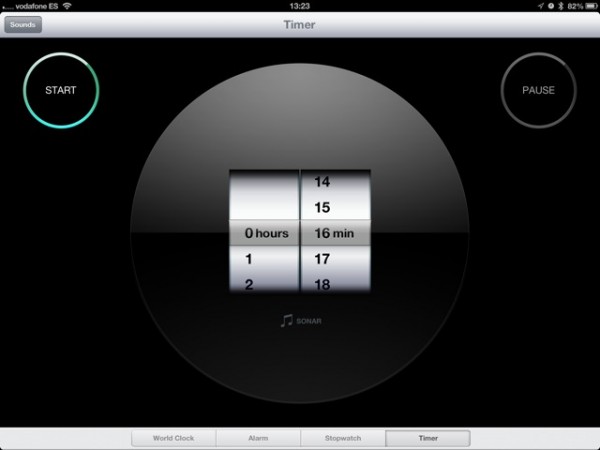 App Relógio no iPad