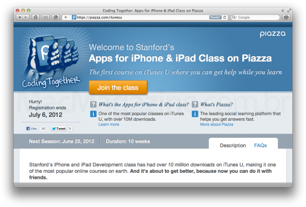 Piazza - iTunes U e desenvolvimento para iOS da Stanford
