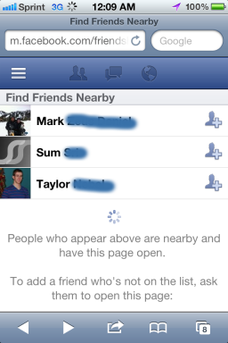 Facebook - Find Friends Nearby