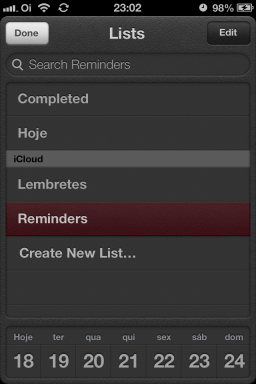 Reminders no iOS 6