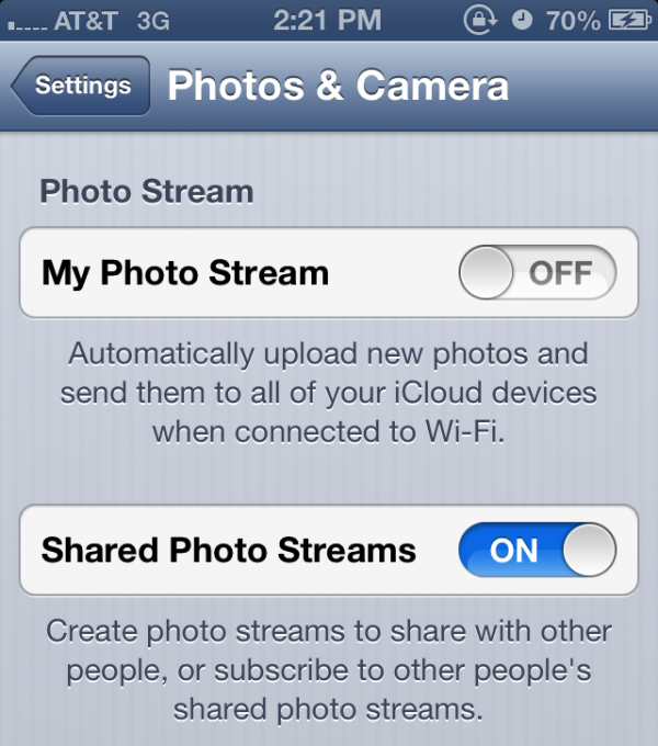 Photo Stream no iOS 6 beta 2