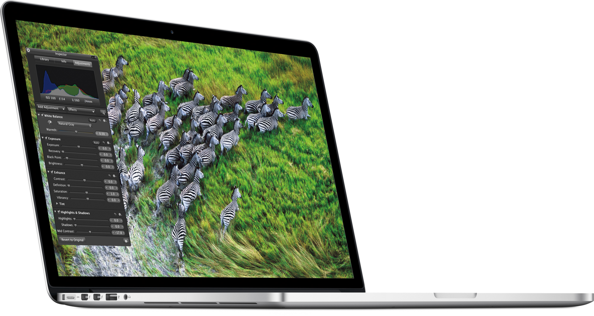 MacBook Pro com tela Retina de lado com a tela aberta