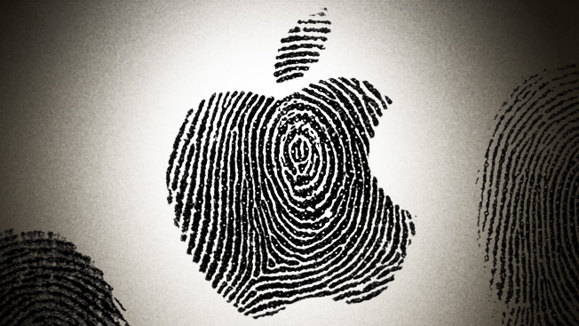 Logo da Apple formado com impressões digitais