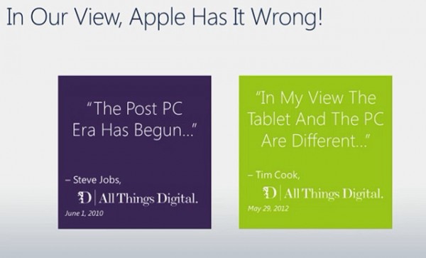 Microsoft sobre Apple e tablets