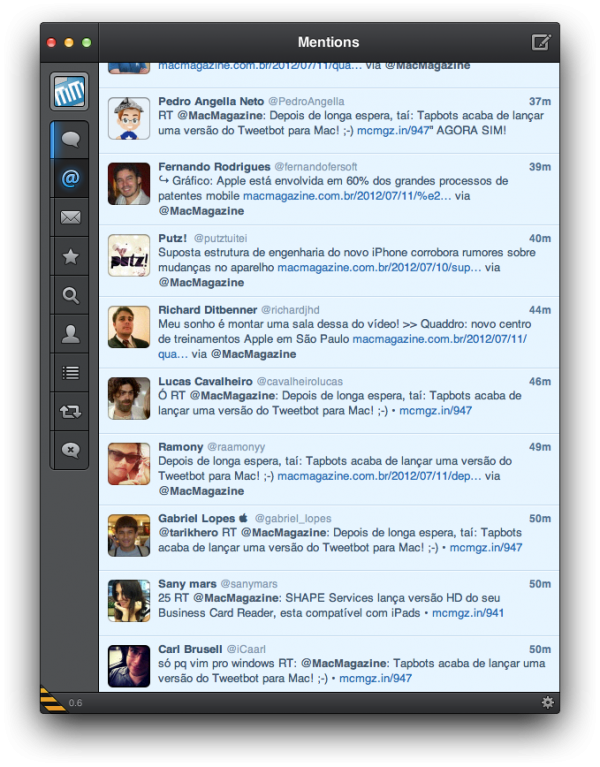 Screenshot do Tweetbot para Mac