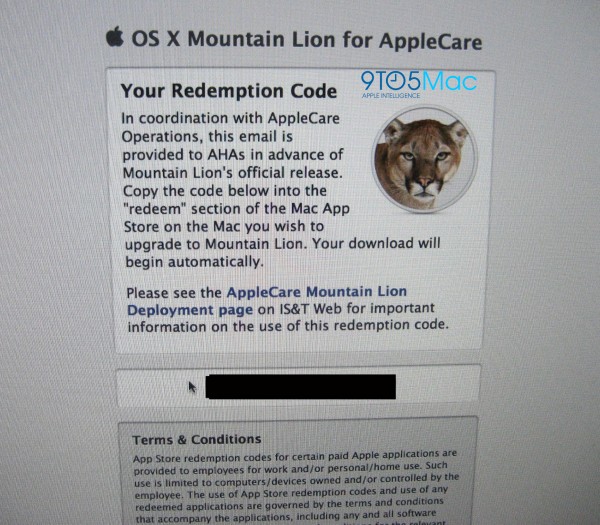 OS X Mountain Lion para AppleCare
