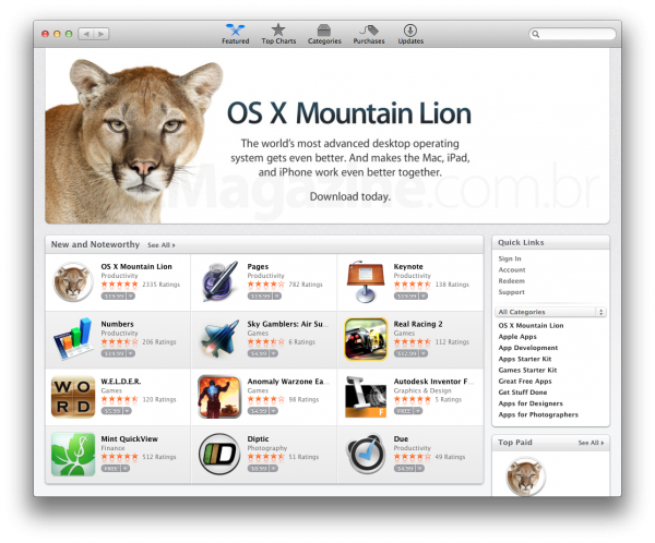 Mountain Lion na Mac App Store