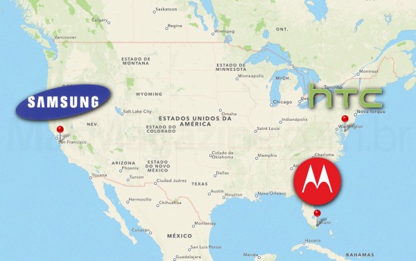 Mapa de julgamentos - Samsung, HTC e Motorola