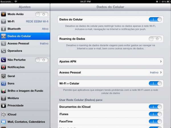 Wi-Fi + Cellular no iOS 6 beta 4