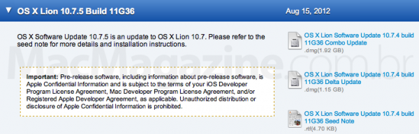 Terceiro beta do OS X 10.7.5