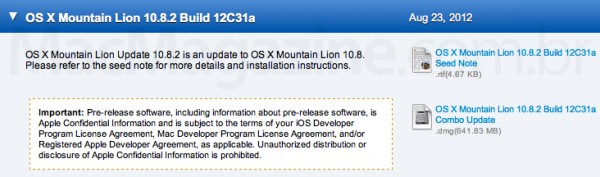 Beta do OS X 10.8.2