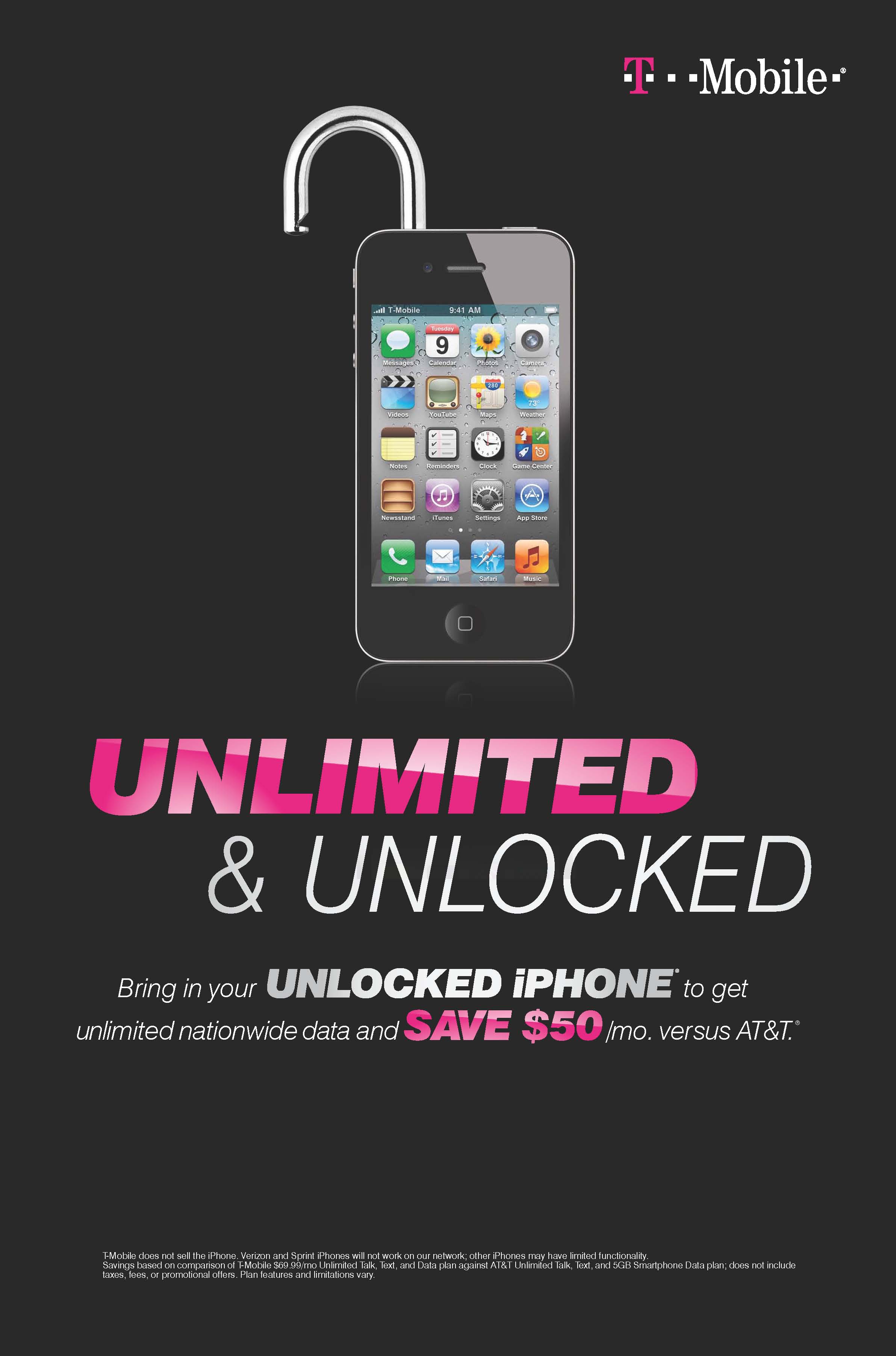 Promoção da T-Mobile para donos de iPhones