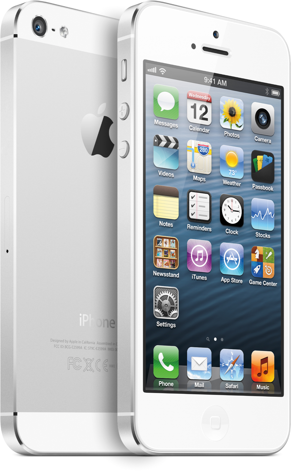 iPhone 5 branco de frente e de lado, frente e trás