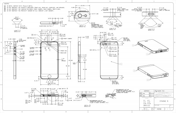 Desenho esquemático do iPhone 5