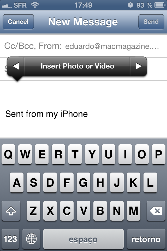 Anexando fotos e vídeos no Mail do iOS 6