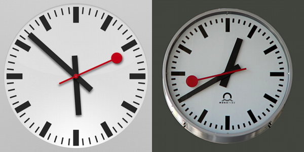 Relógio iPad vs. Swiss railway clock
