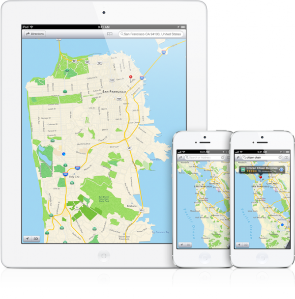 Mapas do iOS 6 em iPad e iPhones
