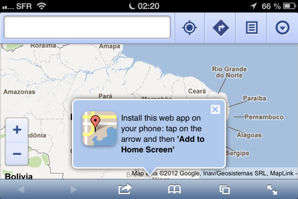 Google Maps no Safari do iOS