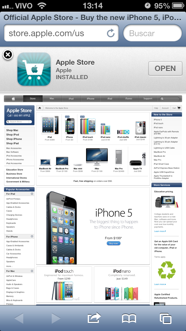 Smart App Banner na Apple Online Store