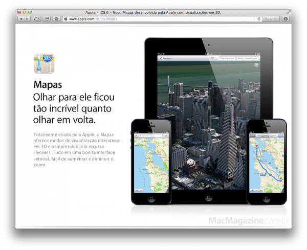 Página de mapas, da Apple