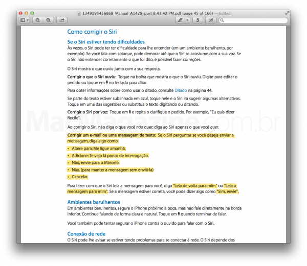 Manual do iPhone 5 com informações da Siri em português