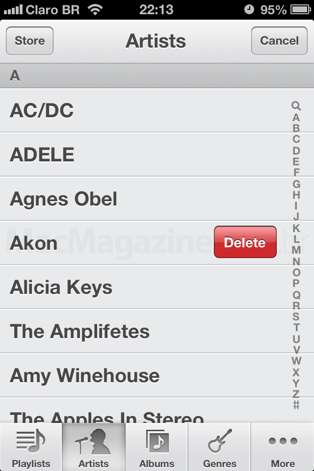Deletando músicas no aparelho (iPad, iPhone e iPod touch)