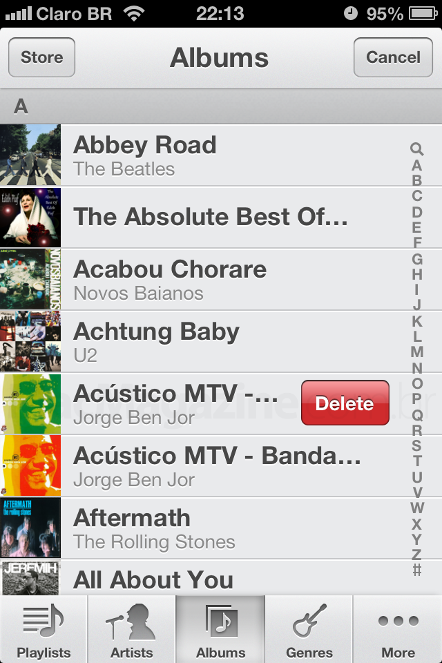 Deletando músicas no aparelho (iPad, iPhone e iPod touch)